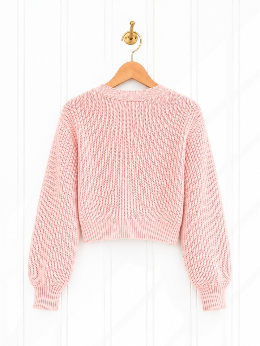 Strawberry Button Front Knit Cardigan Sweater Pink Cropped Cottagecore Size M - Picture 6 of 8